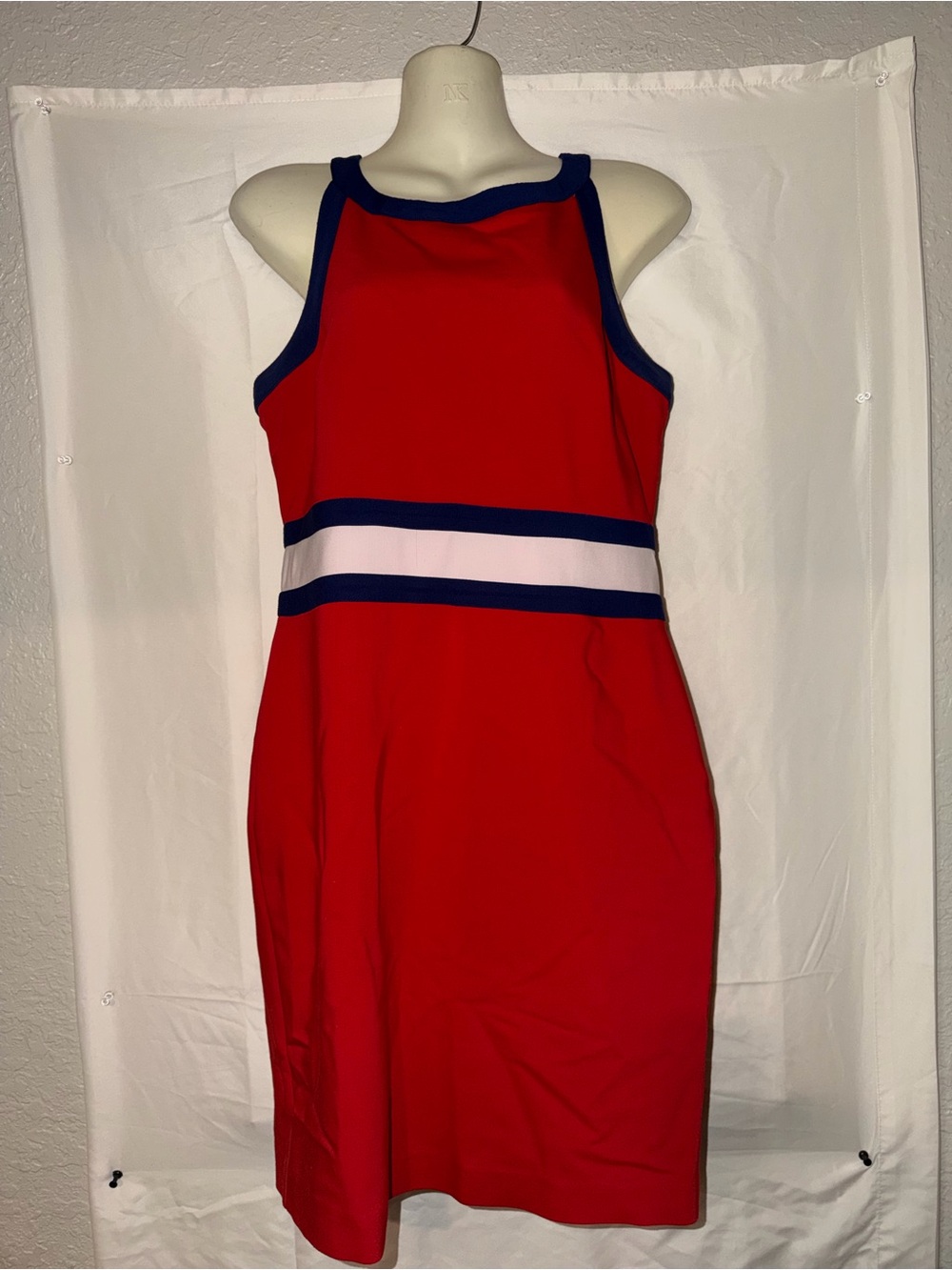 Banana Republic Red Sleeveless Dress with Navy and White Band